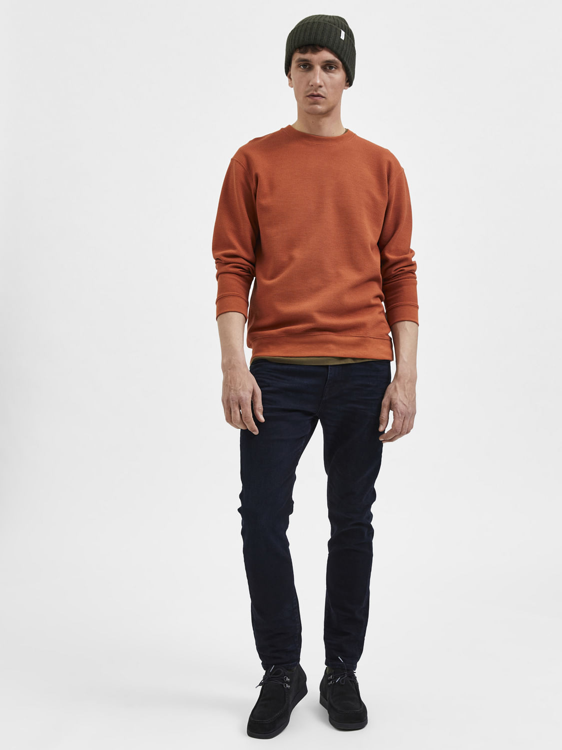 Dark Blue Mid Rise Leon Slim Fit Jeans