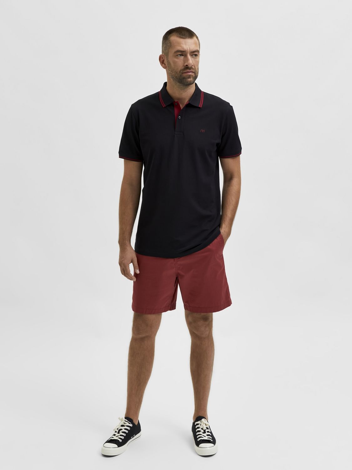 Black Organic Cotton Polo Neck T-Shirt