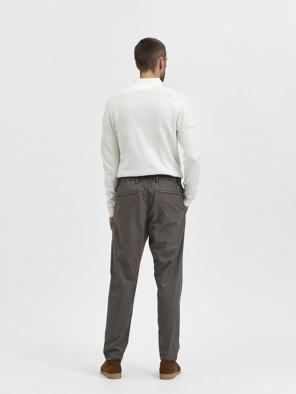 Brown Mid Rise Semi-Tailored Chinos