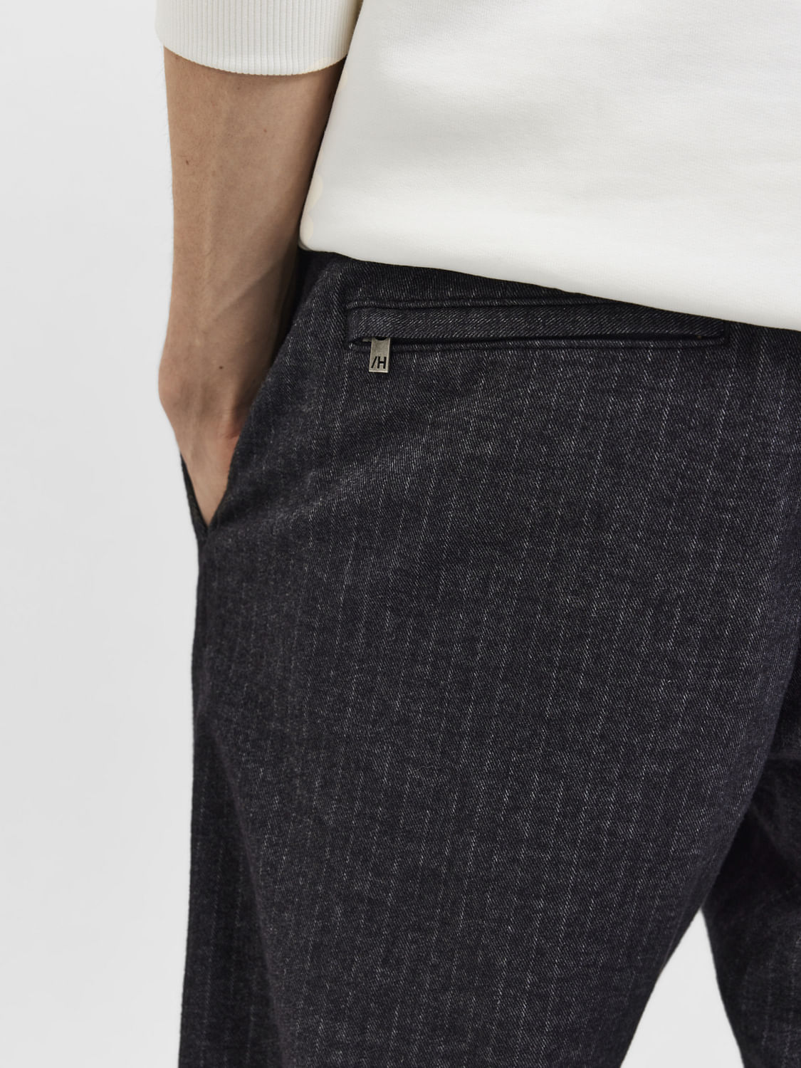 Grey Mid Rise Semi-Tailored Chinos