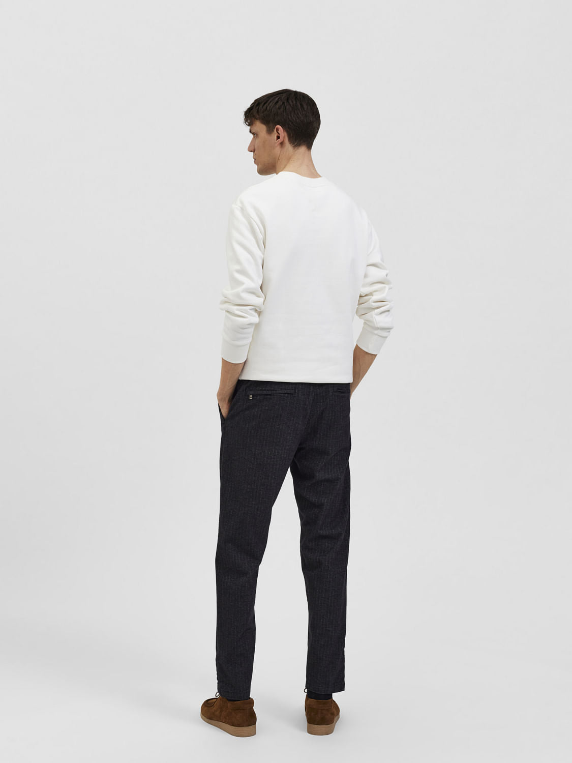 Grey Mid Rise Semi-Tailored Chinos