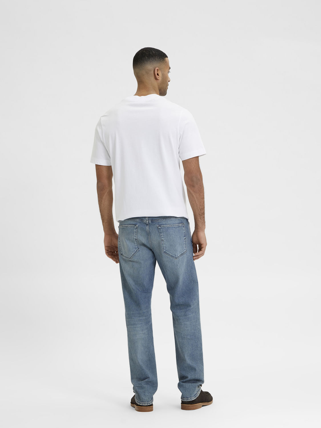 Blue Mid Rise Scott Straight Fit Jeans