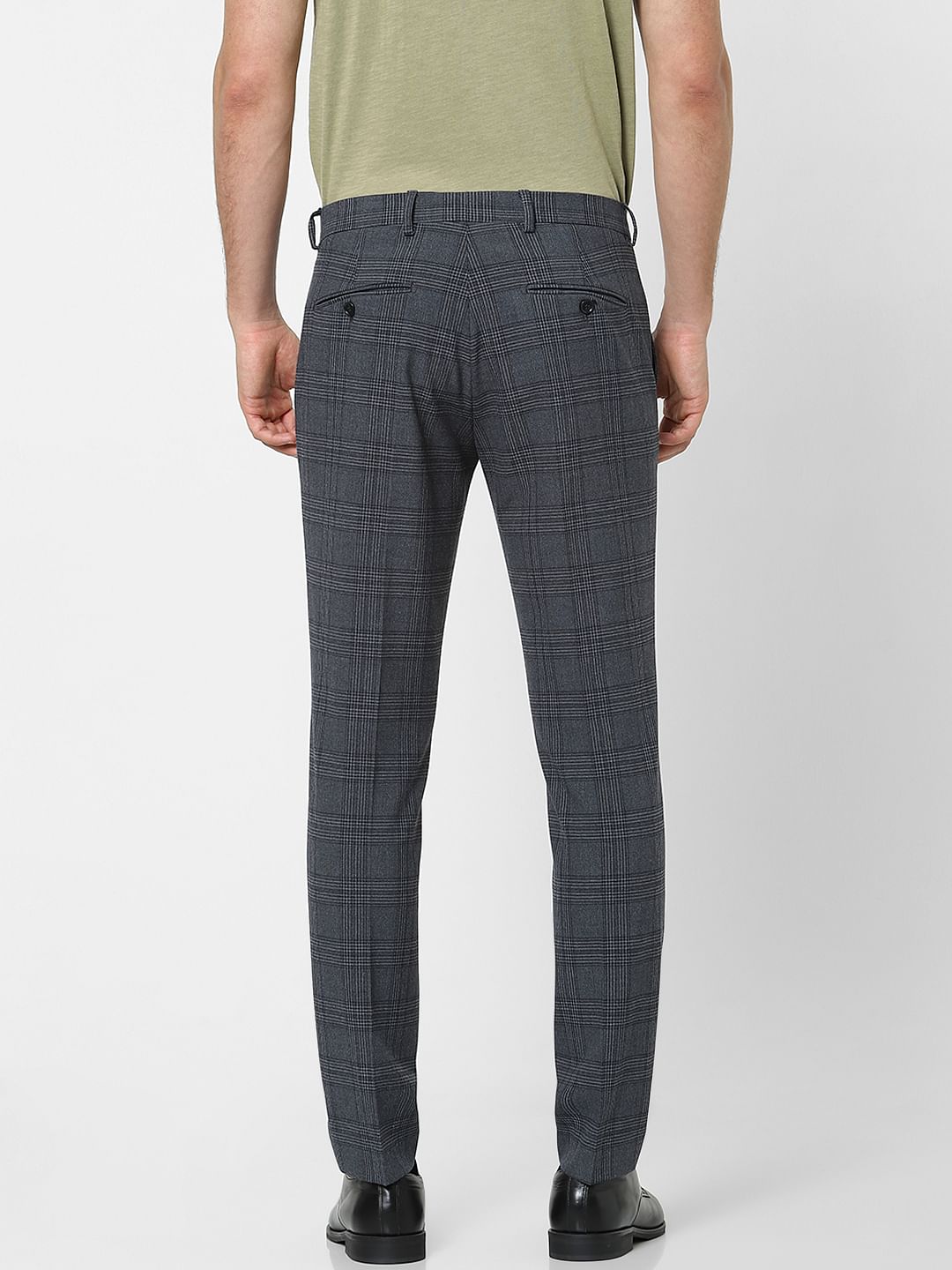Dark Grey Check Slim Fit Suit Trousers
