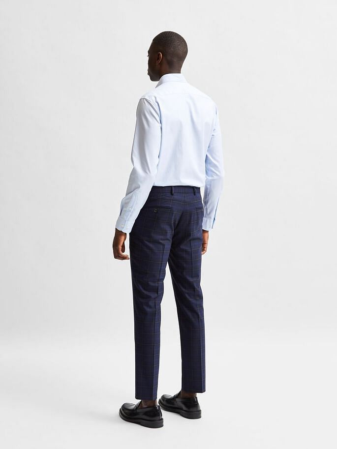 Blue Check Formal Suit Trousers