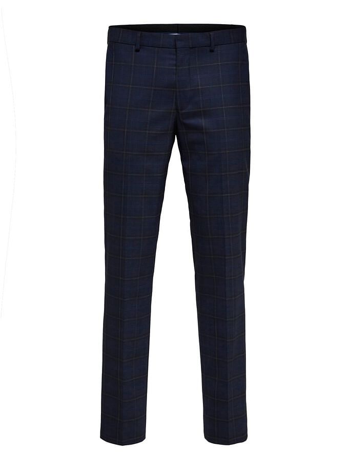 Blue Check Formal Suit Trousers