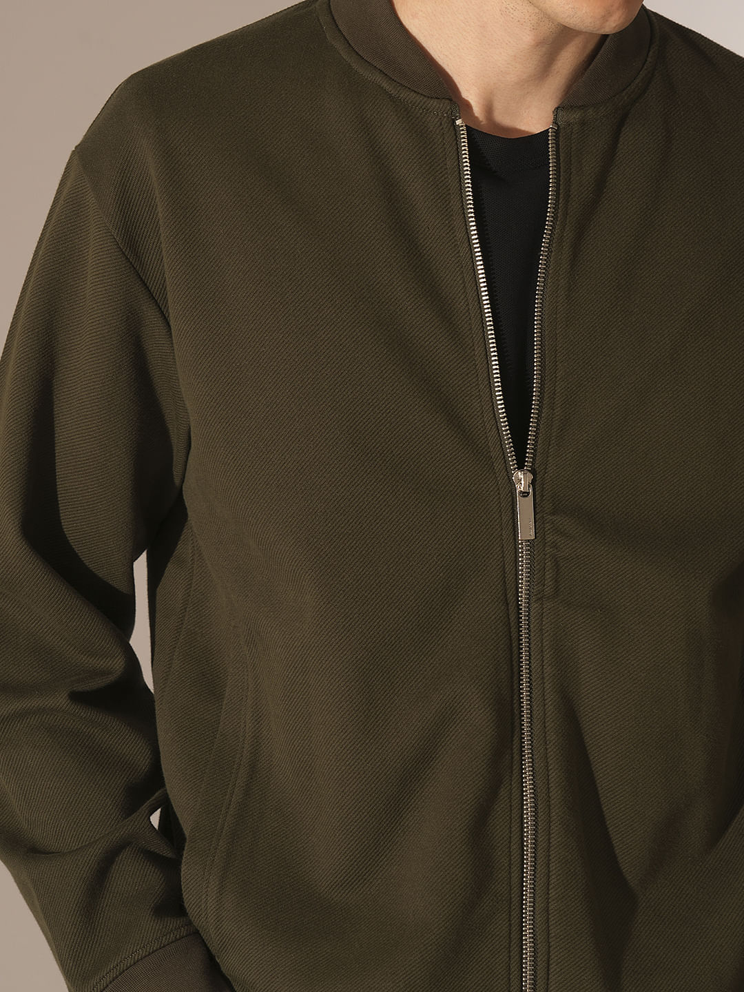 Dark Green Jersey Bomber Jacket