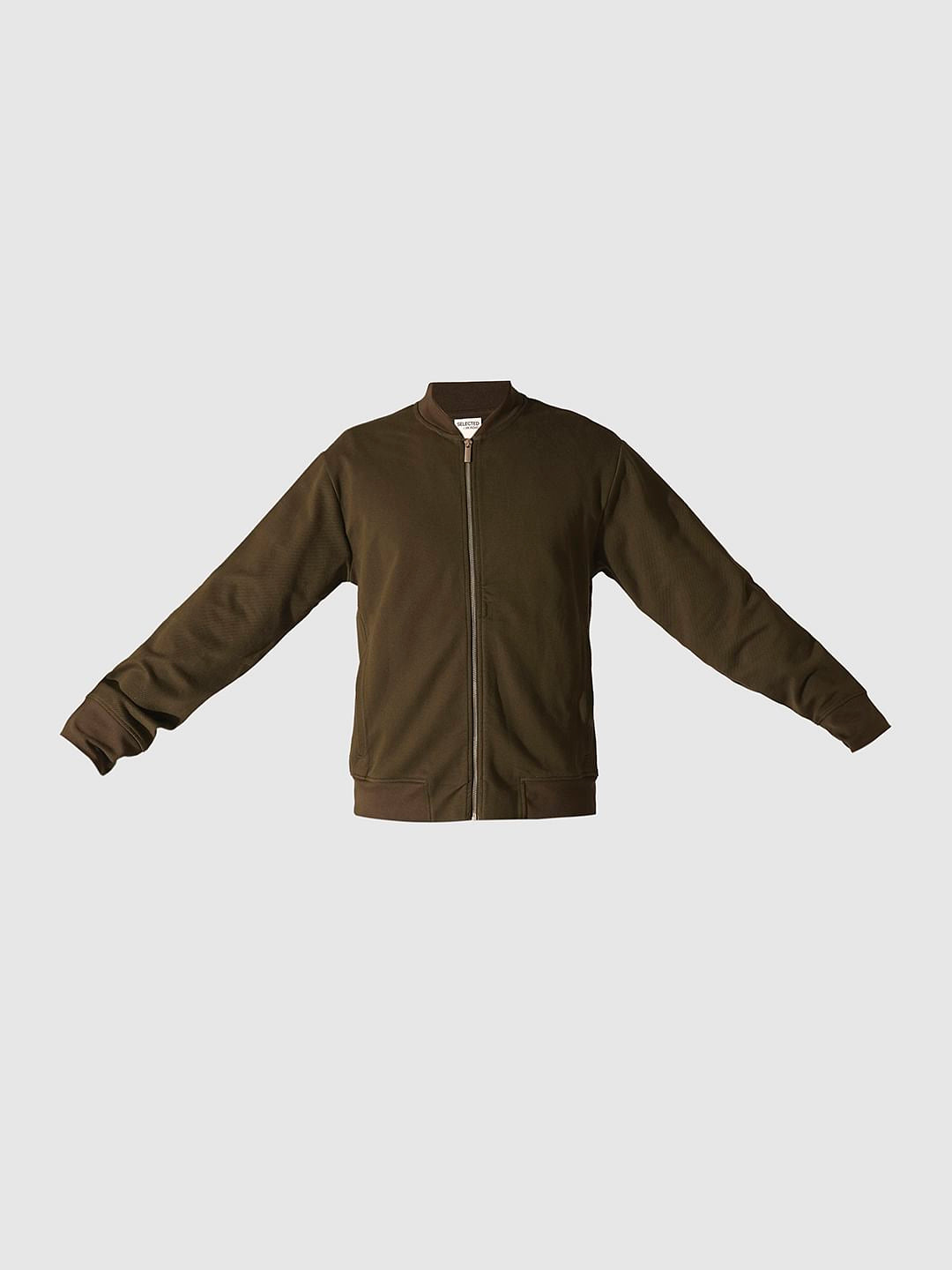 Dark Green Jersey Bomber Jacket