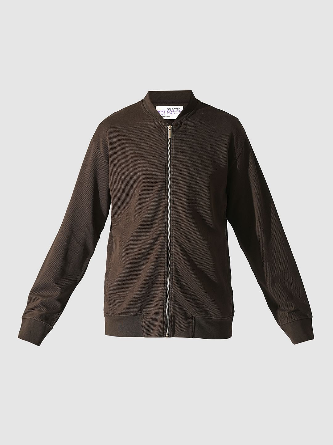 Dark Brown Jersey Bomber Jacket