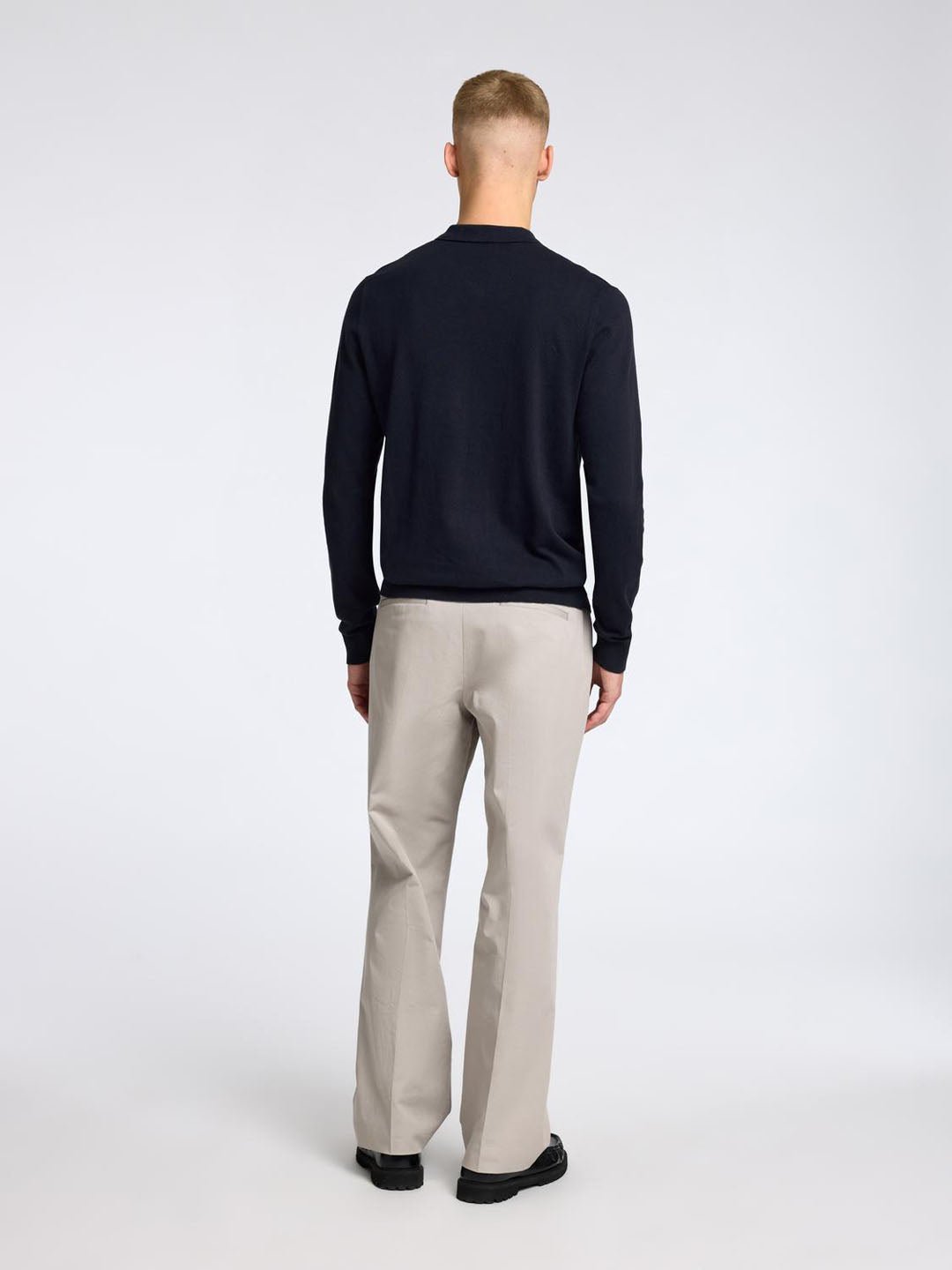 Navy Blue Knitted Half-Zip Polo