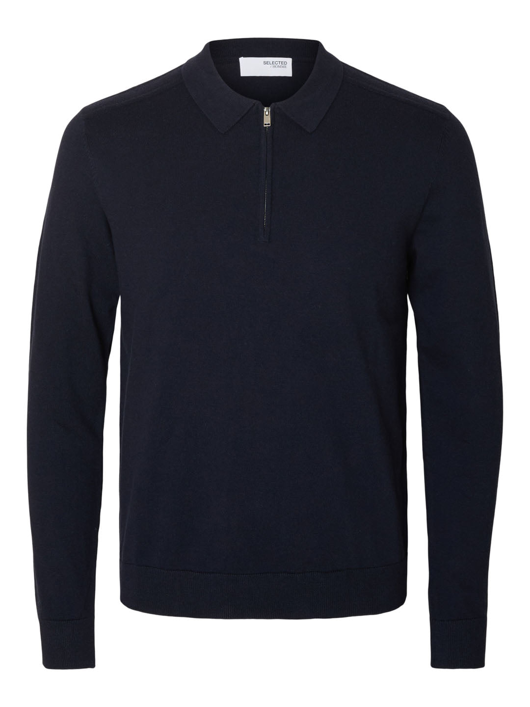 Navy Blue Knitted Half-Zip Polo