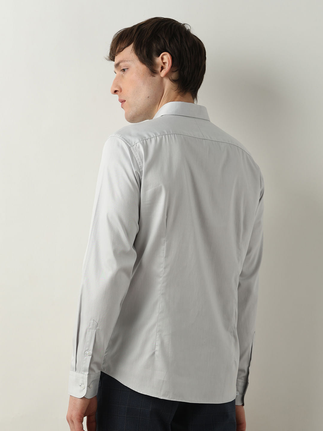 Grey Slim Fit Full Sleeves Shirt
