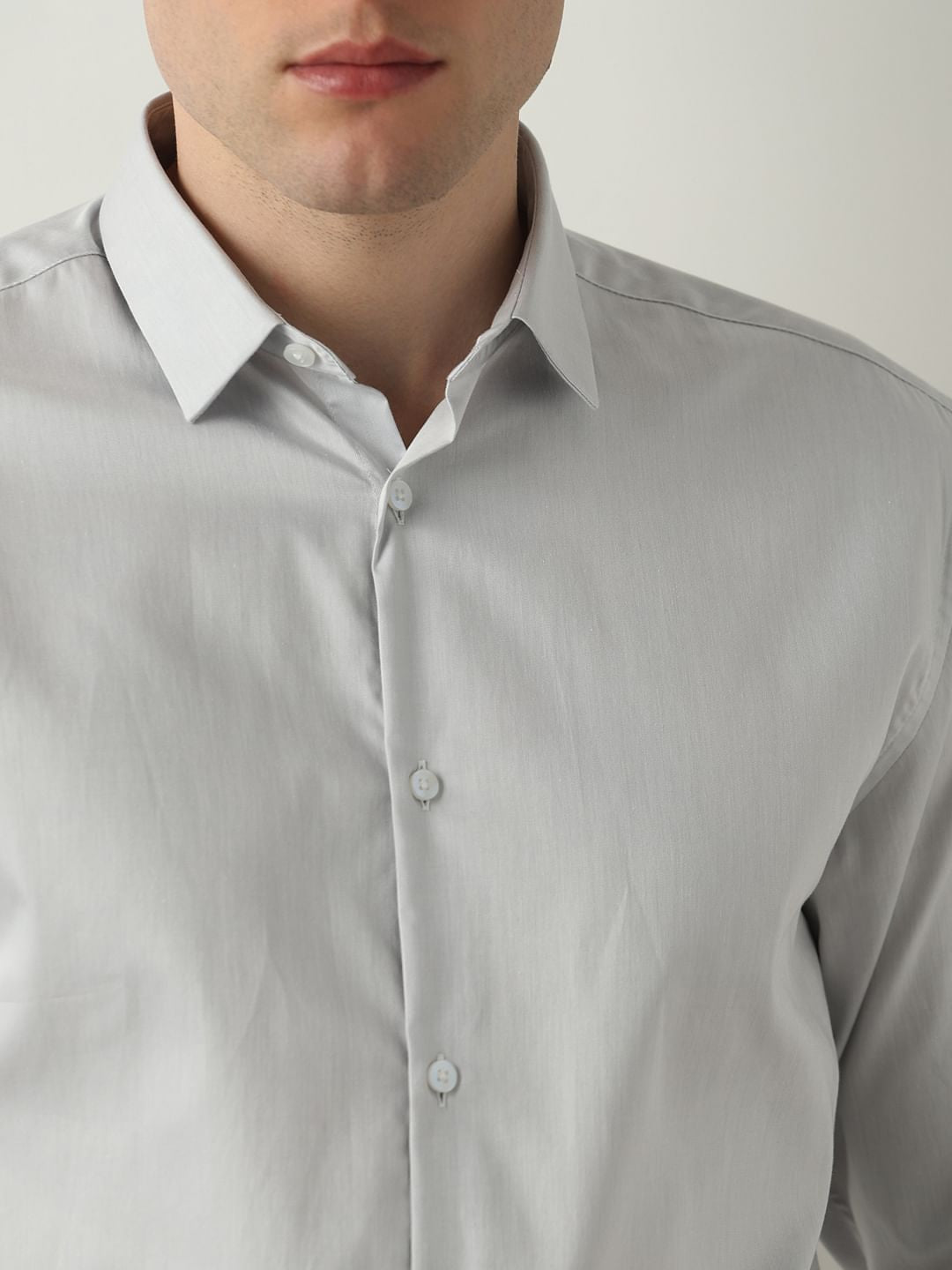Grey Slim Fit Full Sleeves Shirt
