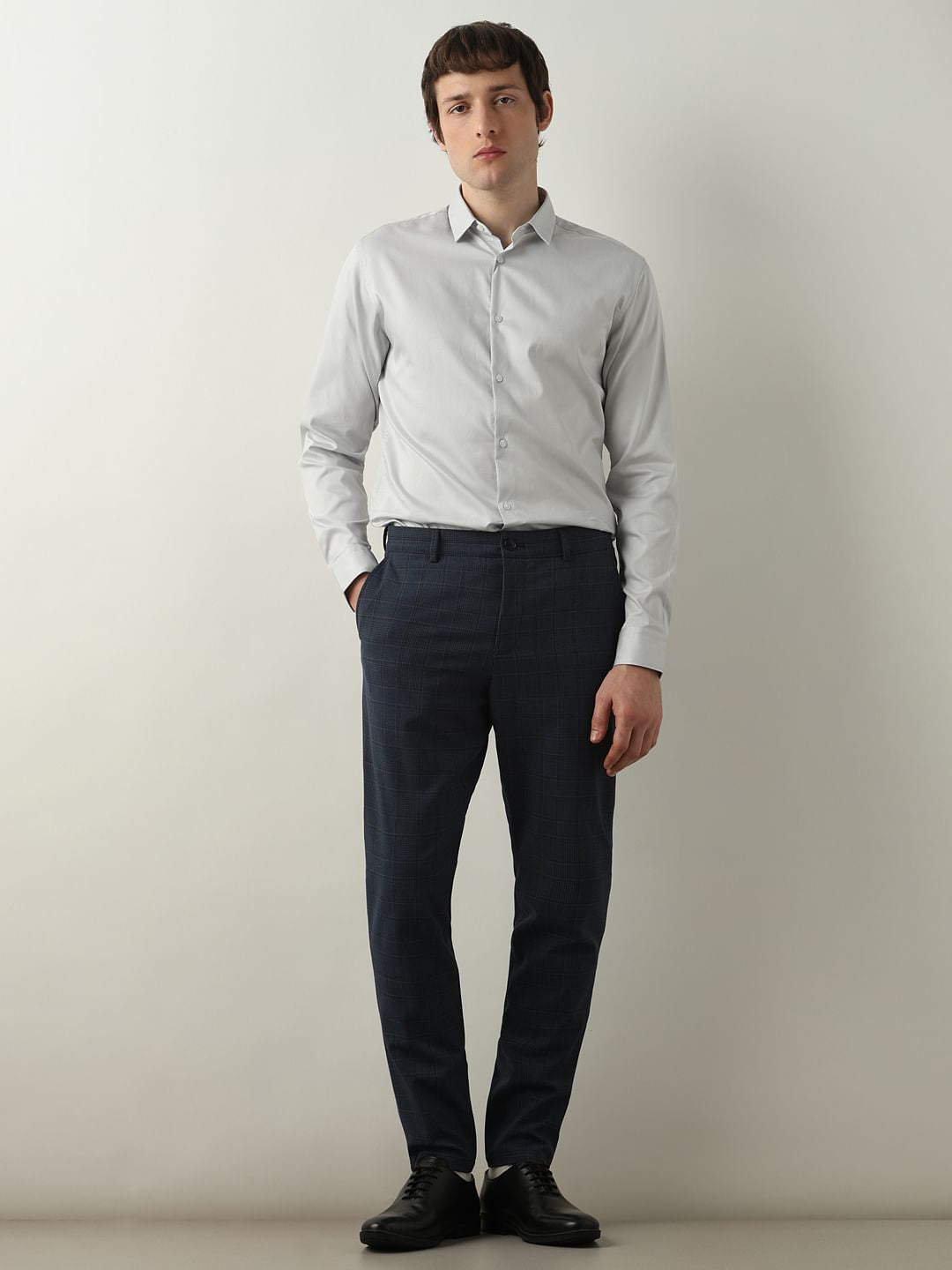 Grey Slim Fit Full Sleeves Shirt