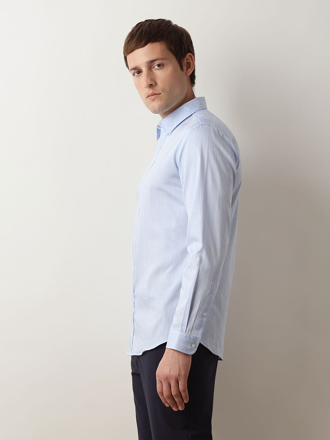 Light Blue Striped Jacquard Shirt