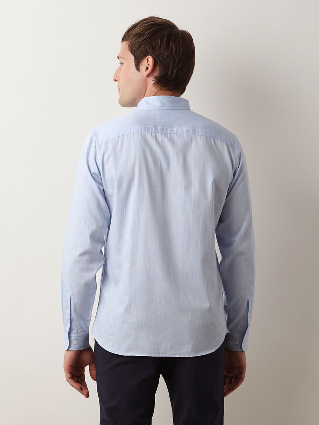 Light Blue Striped Jacquard Shirt