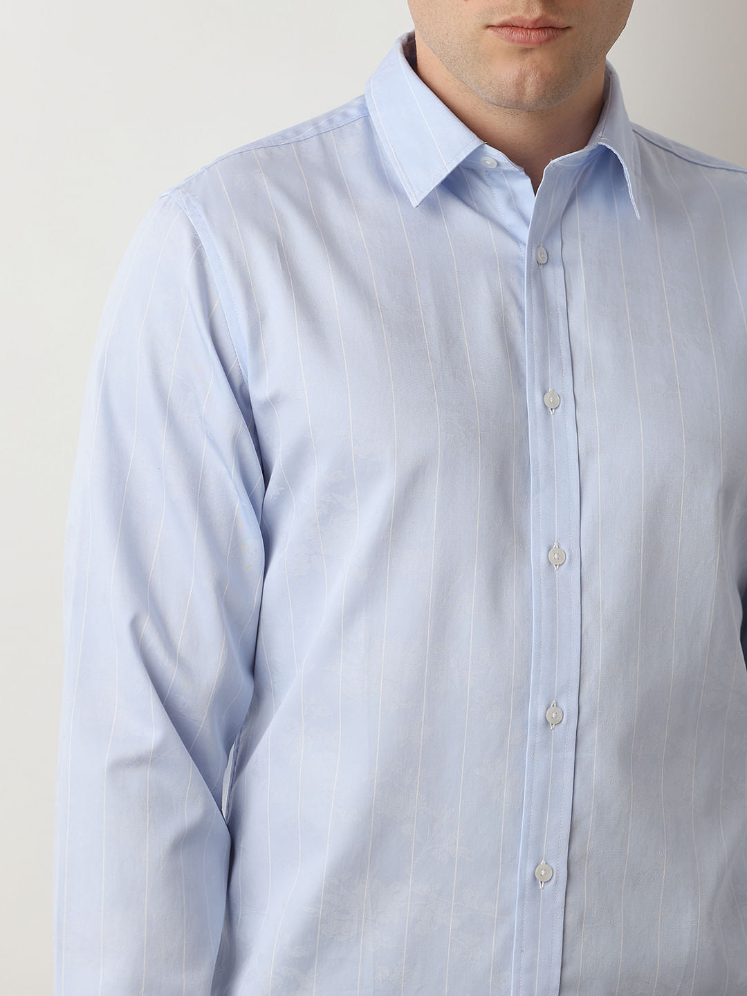 Light Blue Striped Jacquard Shirt