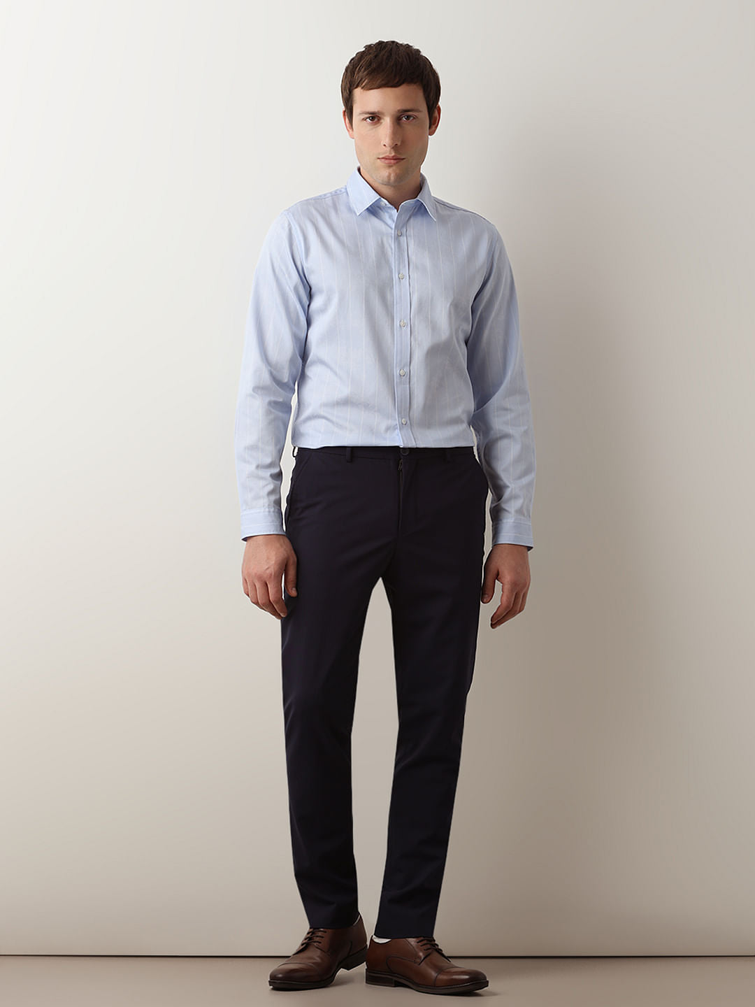 Light Blue Striped Jacquard Shirt