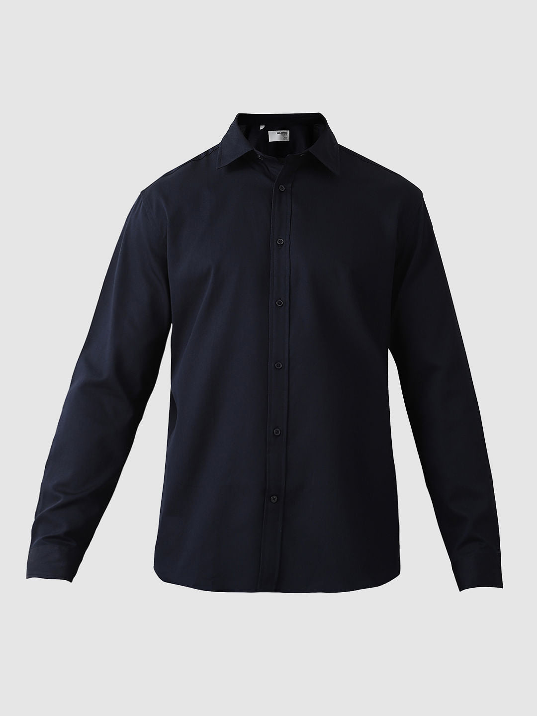 Navy Blue Dobby Full Sleeves Shirt