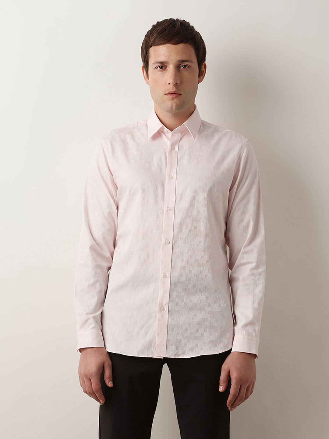Light Pink Printed Jacquard Shirt
