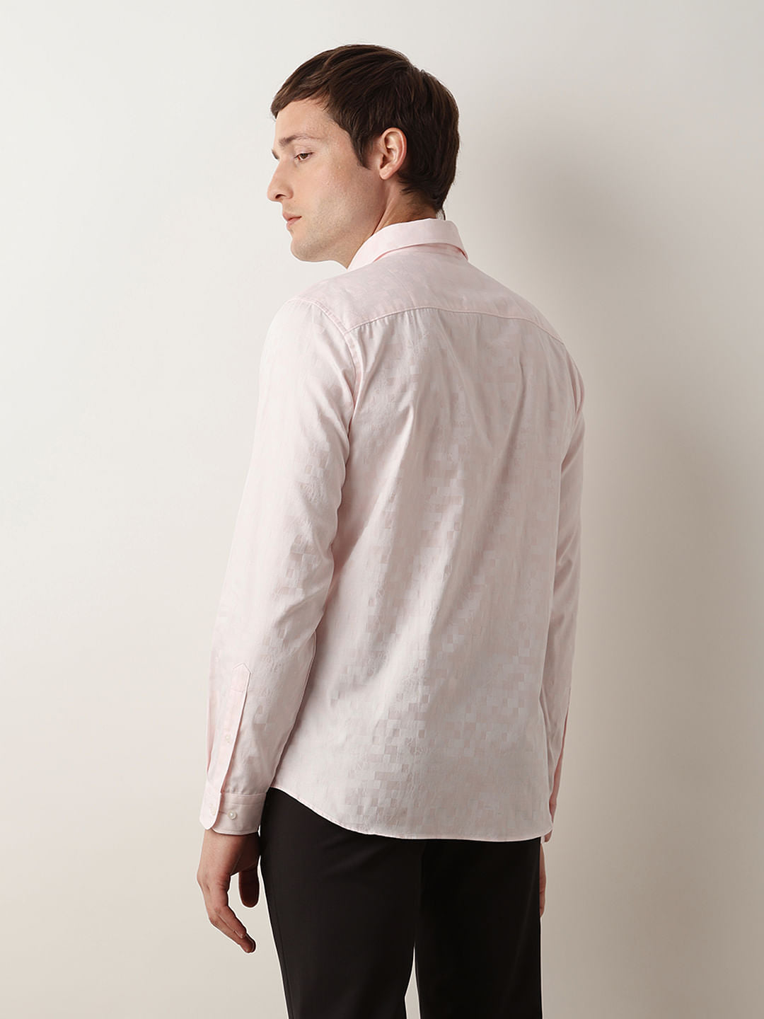 Light Pink Printed Jacquard Shirt
