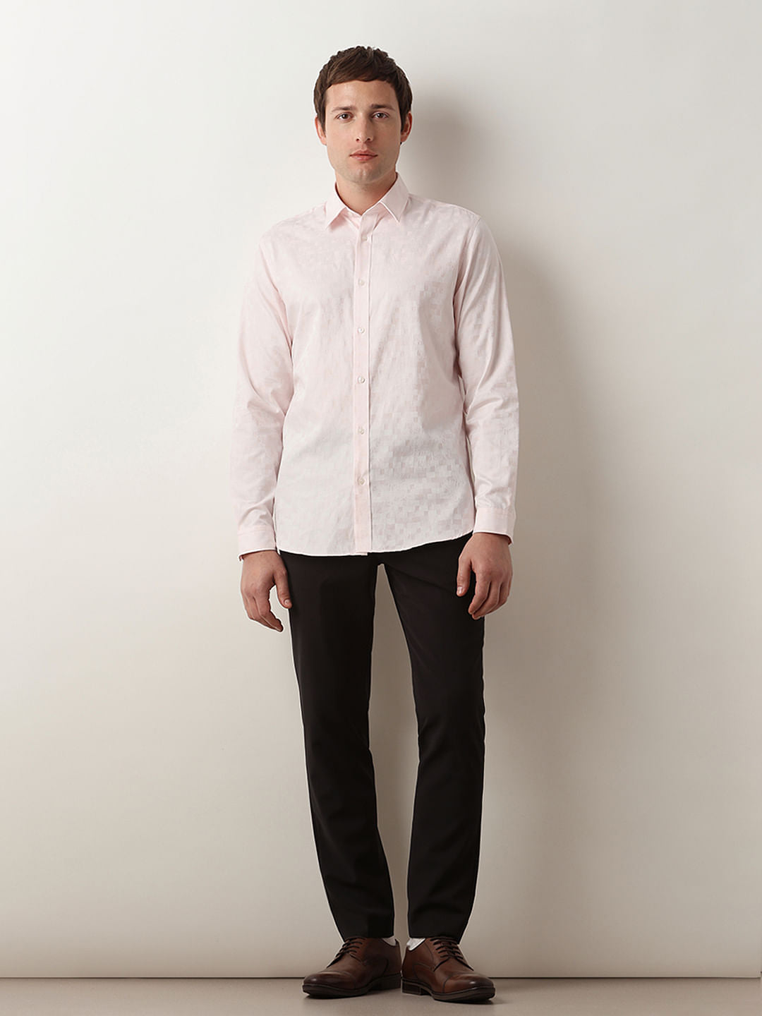 Light Pink Printed Jacquard Shirt