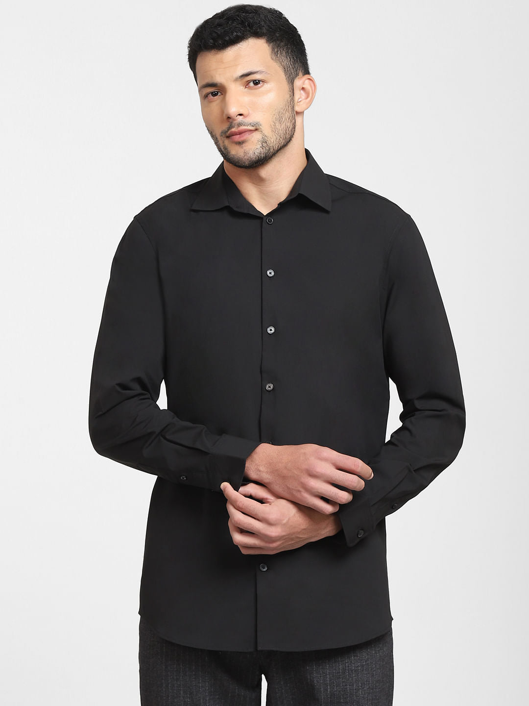 Black COOLMAX Full Sleeves Shirt