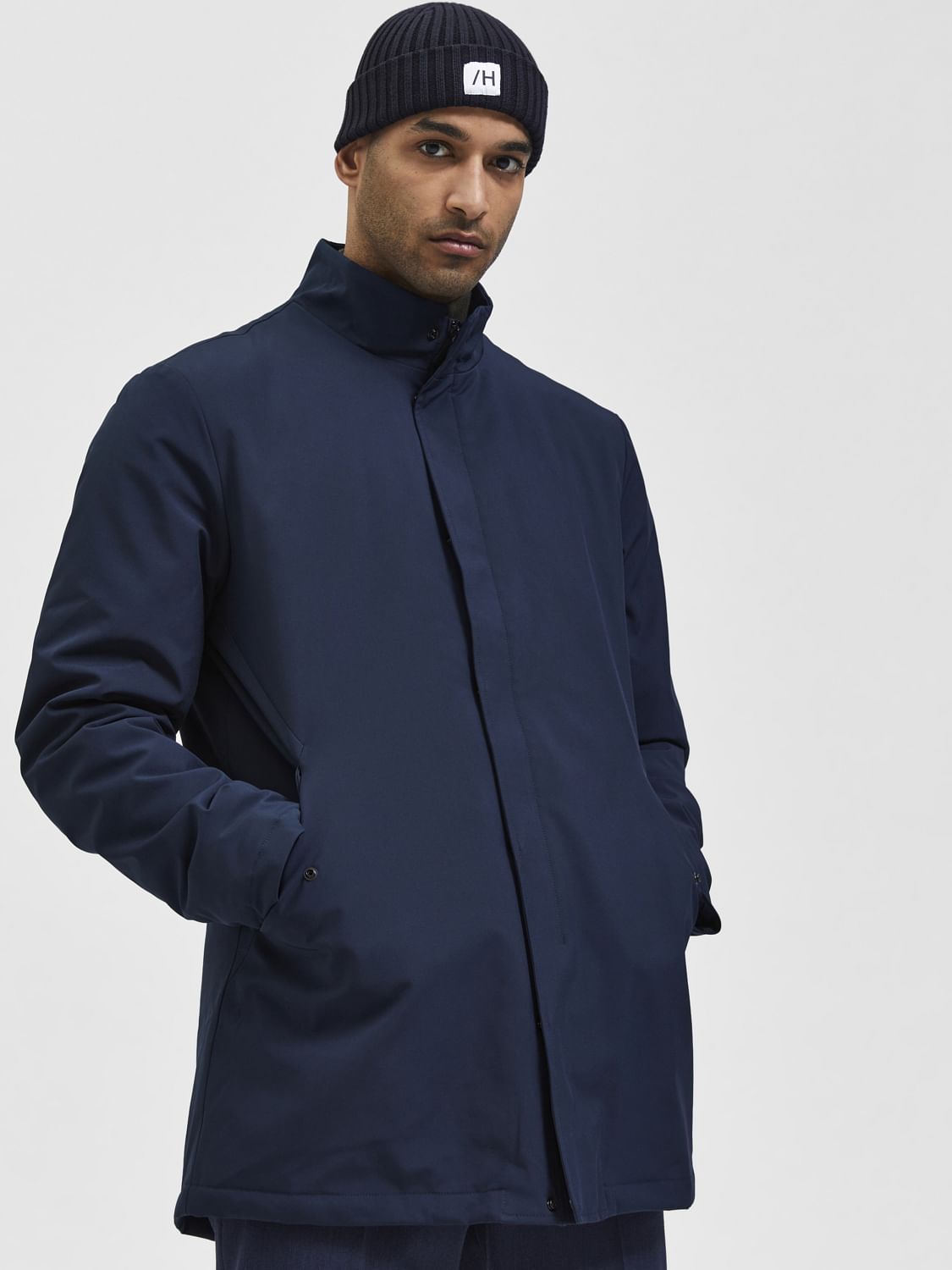 Navy Blue High Neck Coat