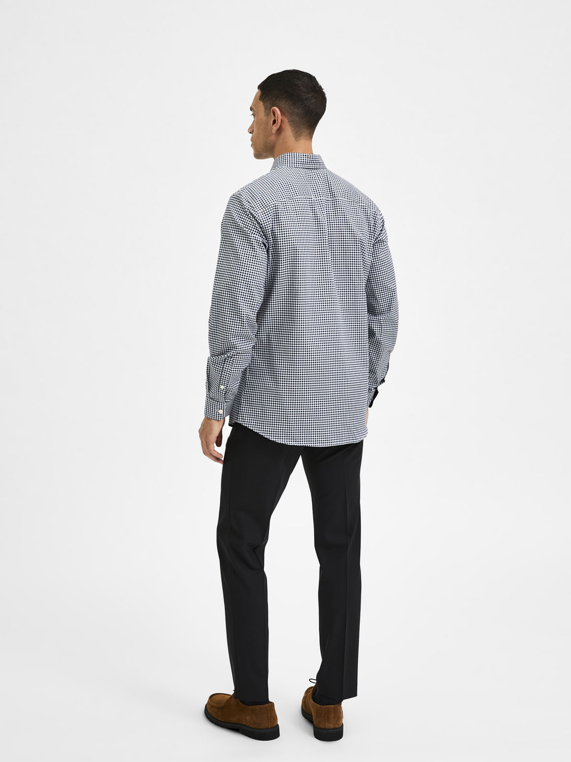 Navy Blue Check Full Sleeves Shirt