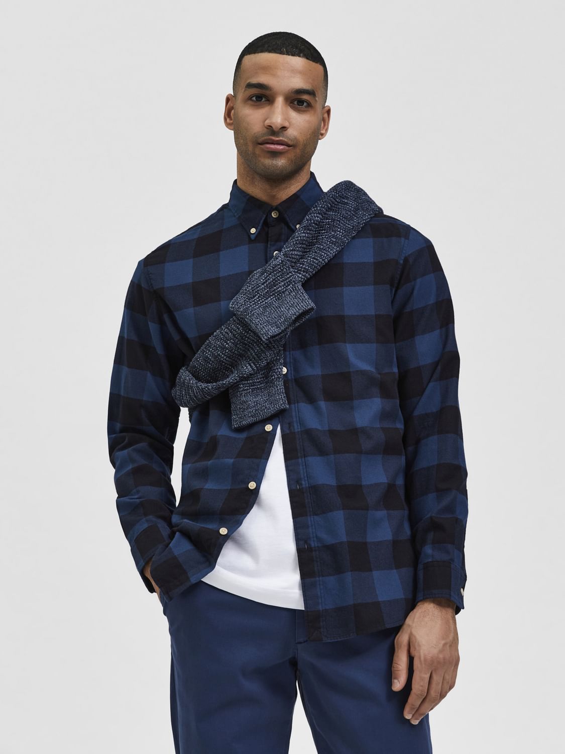 Blue Flannel Checked Full Sleeves Shirt