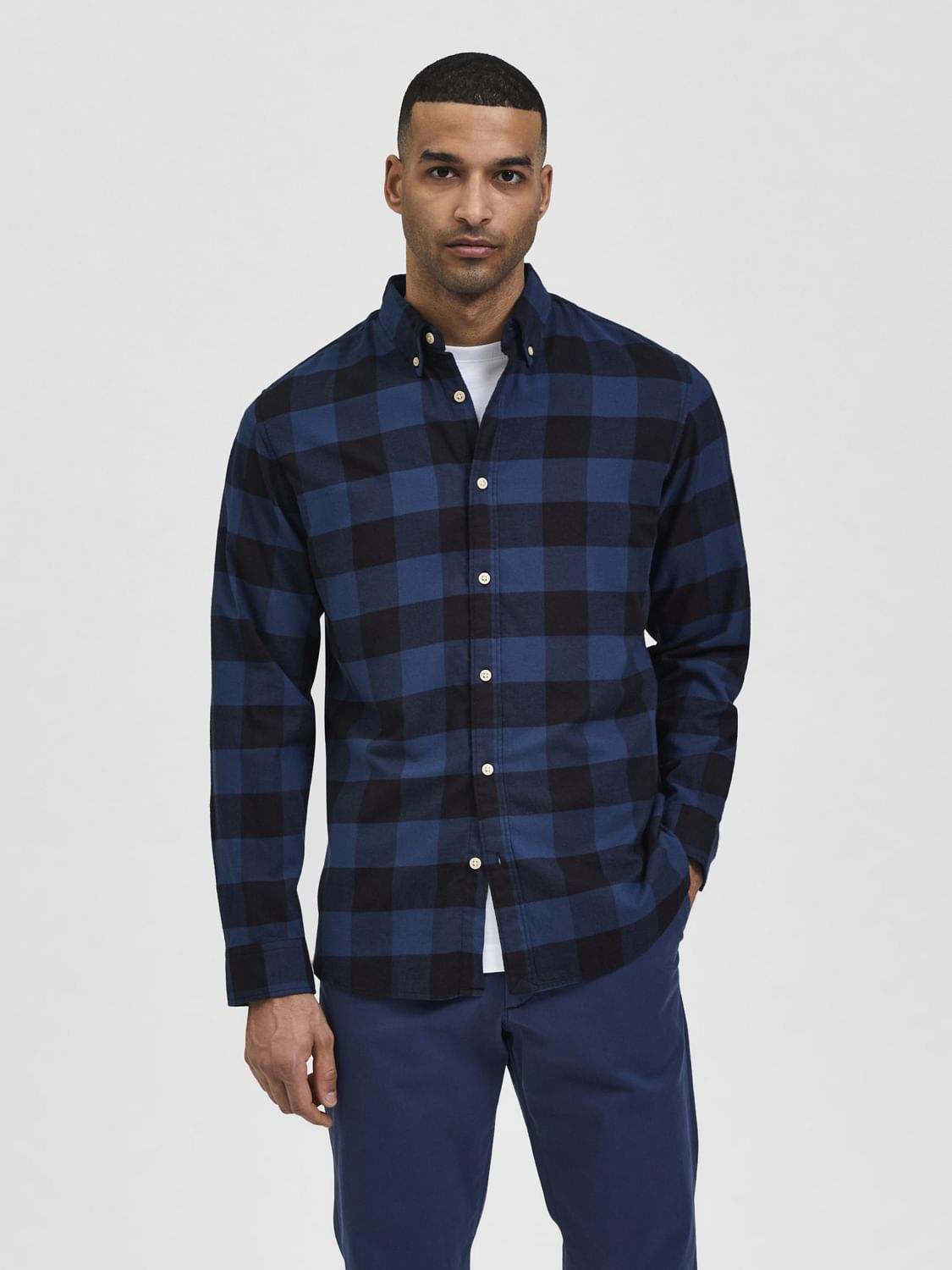 Blue Flannel Checked Full Sleeves Shirt