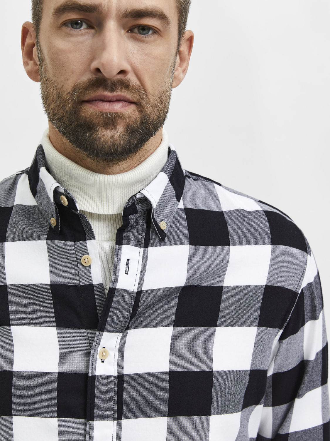 Black Flannel Checked Cotton Shirt