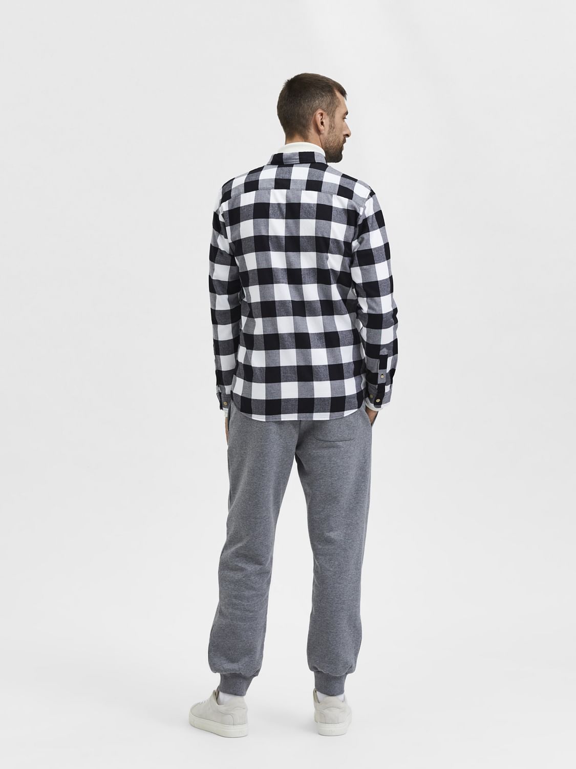 Black Flannel Checked Cotton Shirt