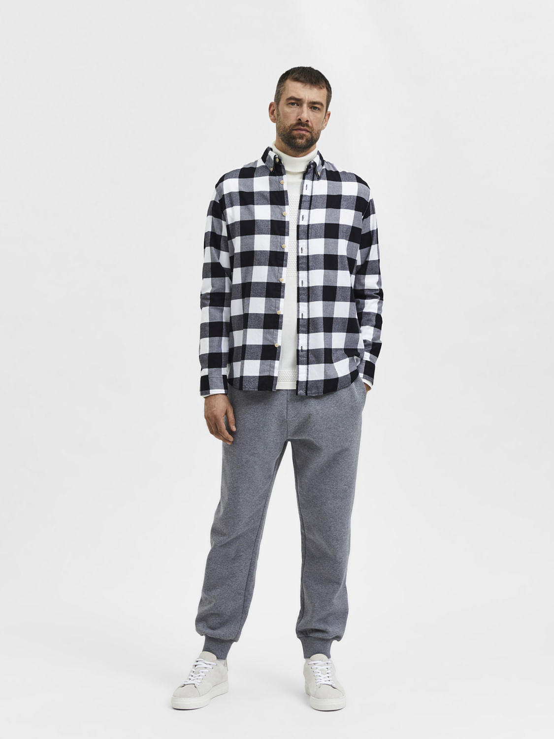 Black Flannel Checked Cotton Shirt