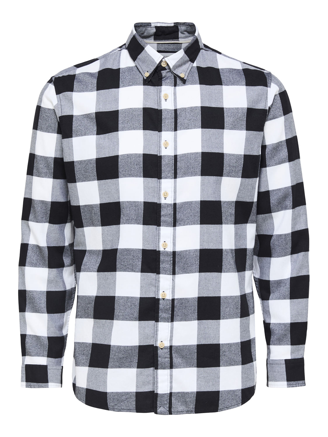 Black Flannel Checked Cotton Shirt
