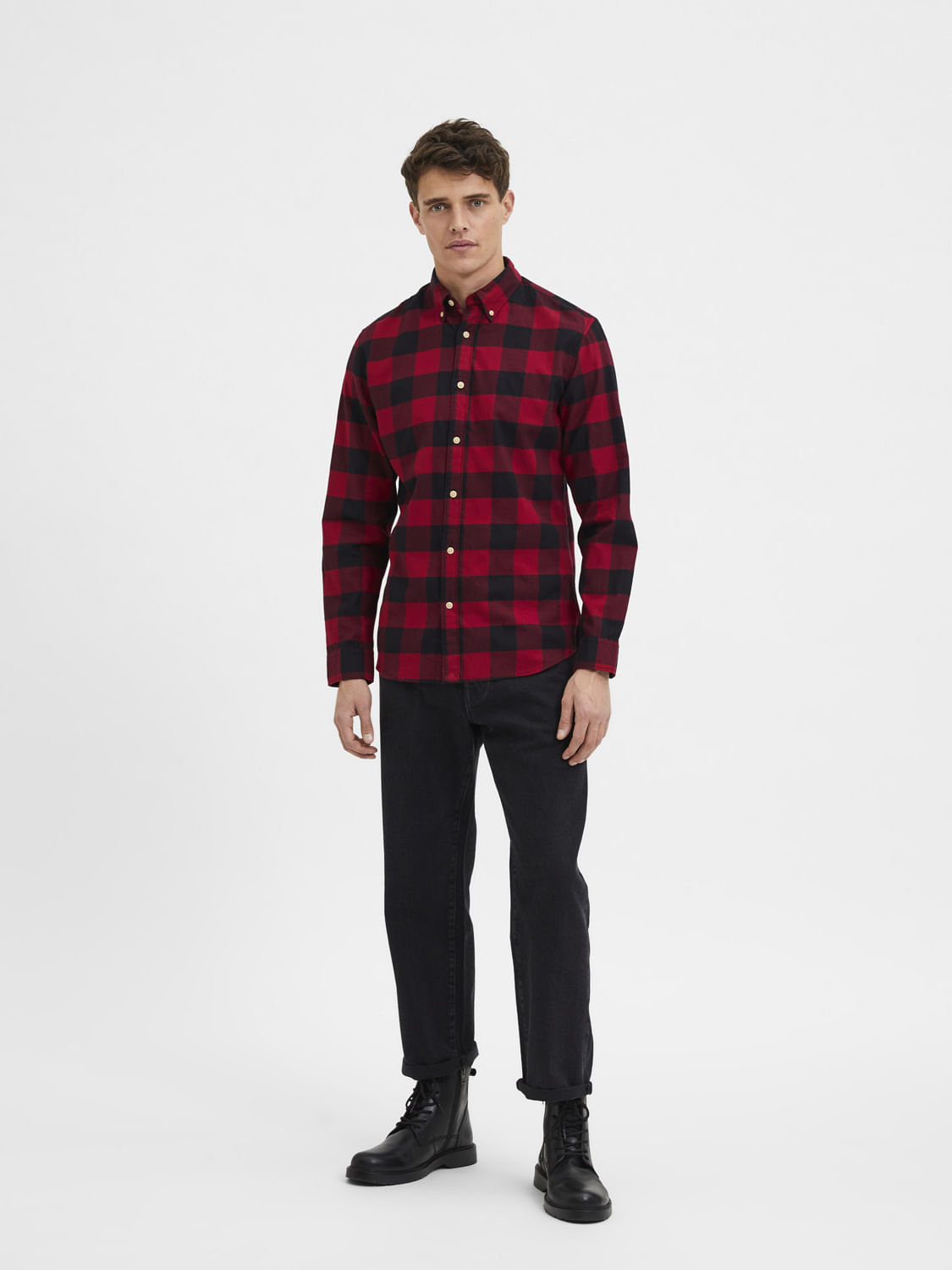 Red Flannel Checked Full Sleeves Shirt