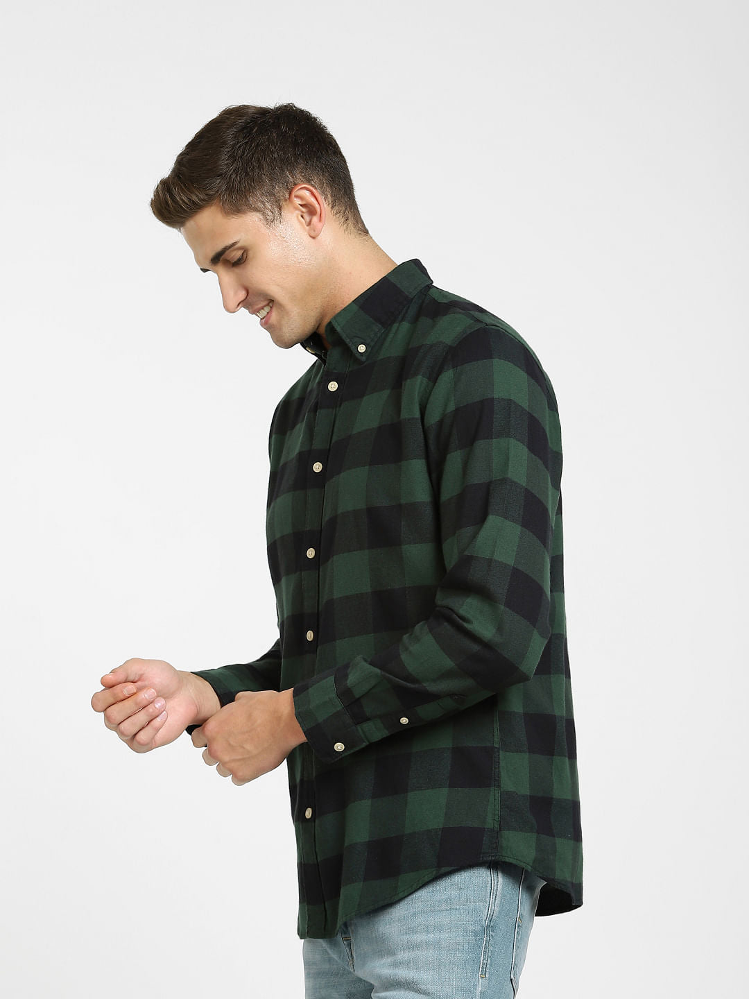 Green Flannel Checked Full Sleeves Shirt
