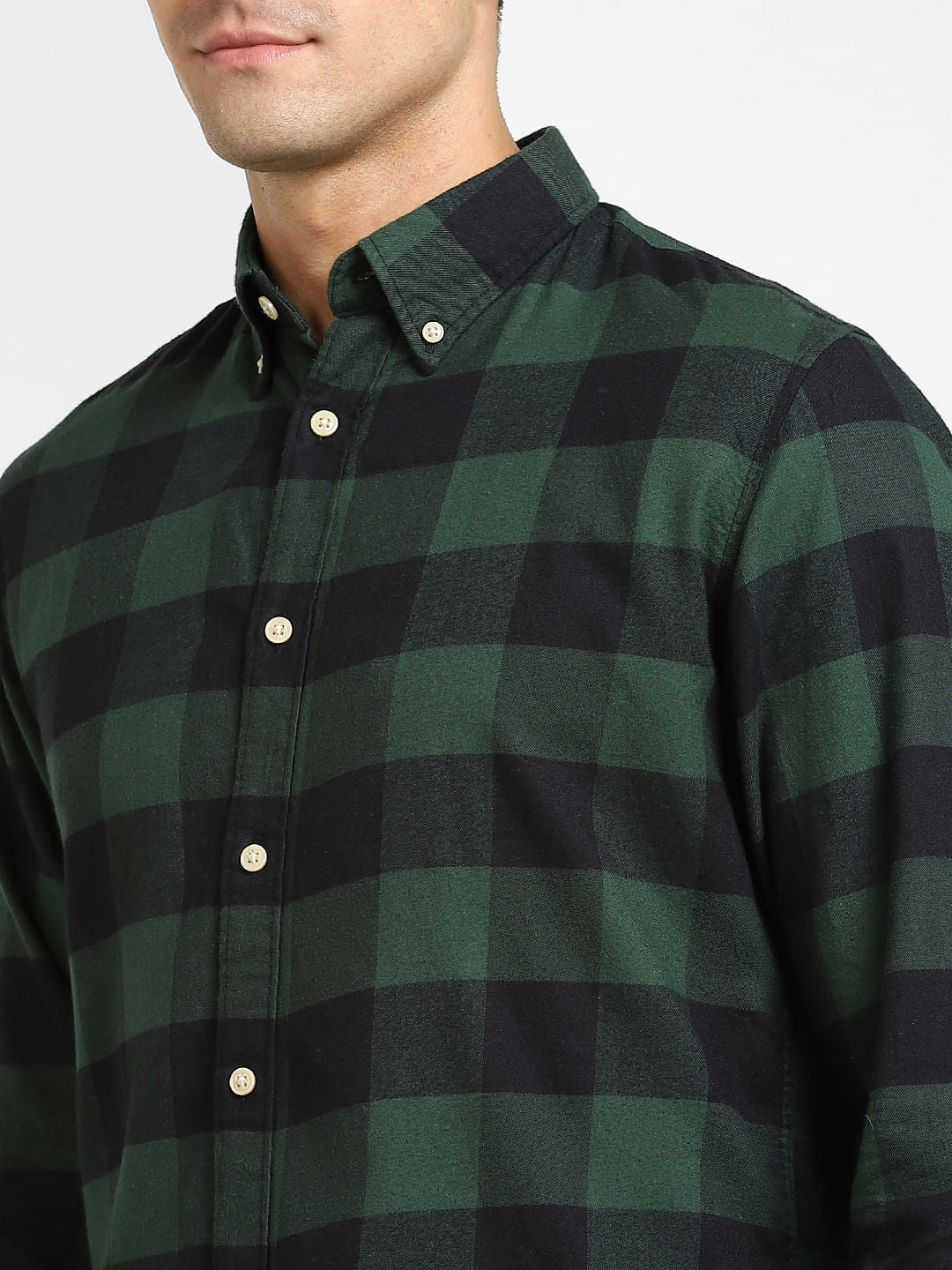 Green Flannel Checked Full Sleeves Shirt