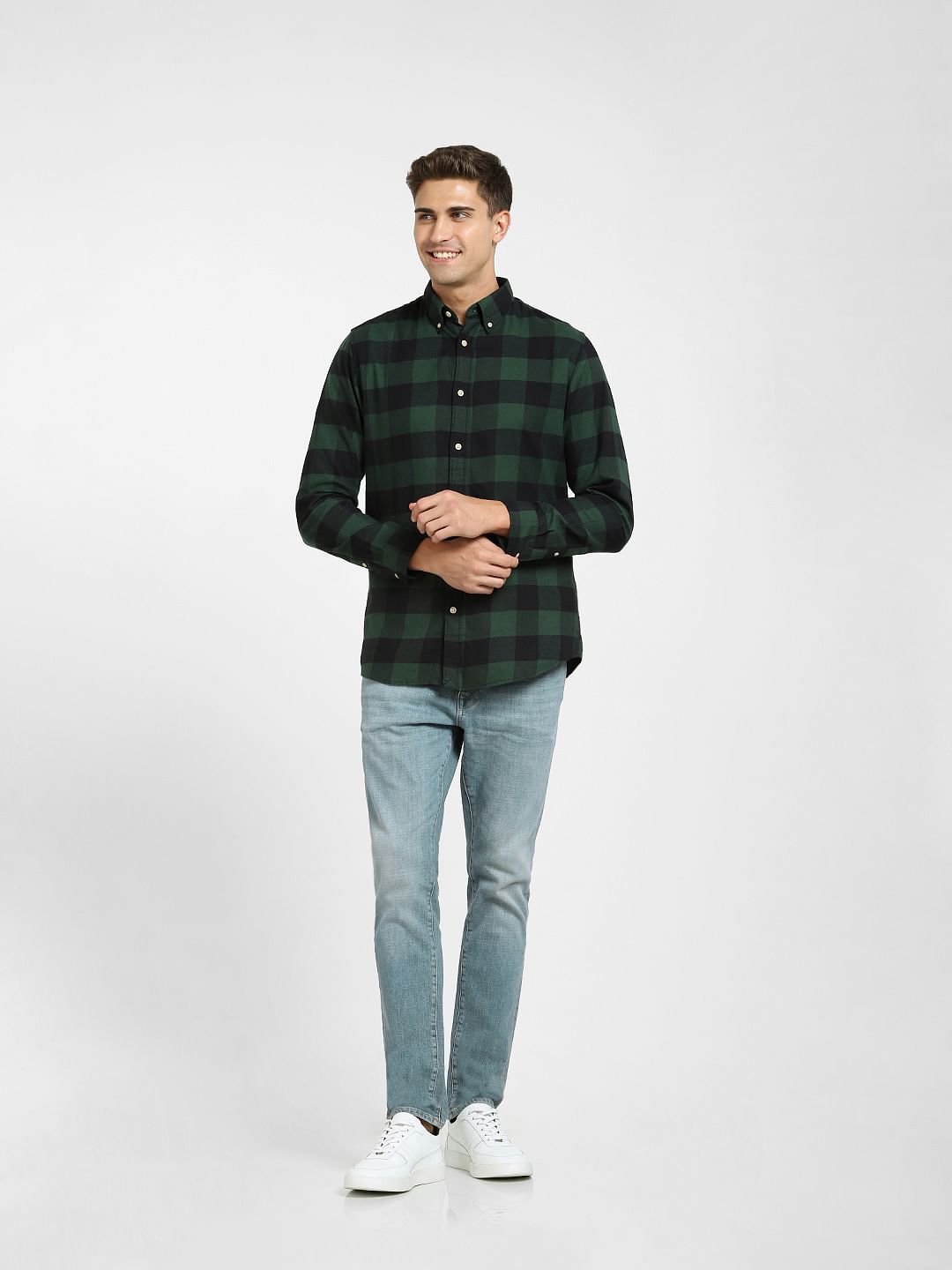 Green Flannel Checked Full Sleeves Shirt