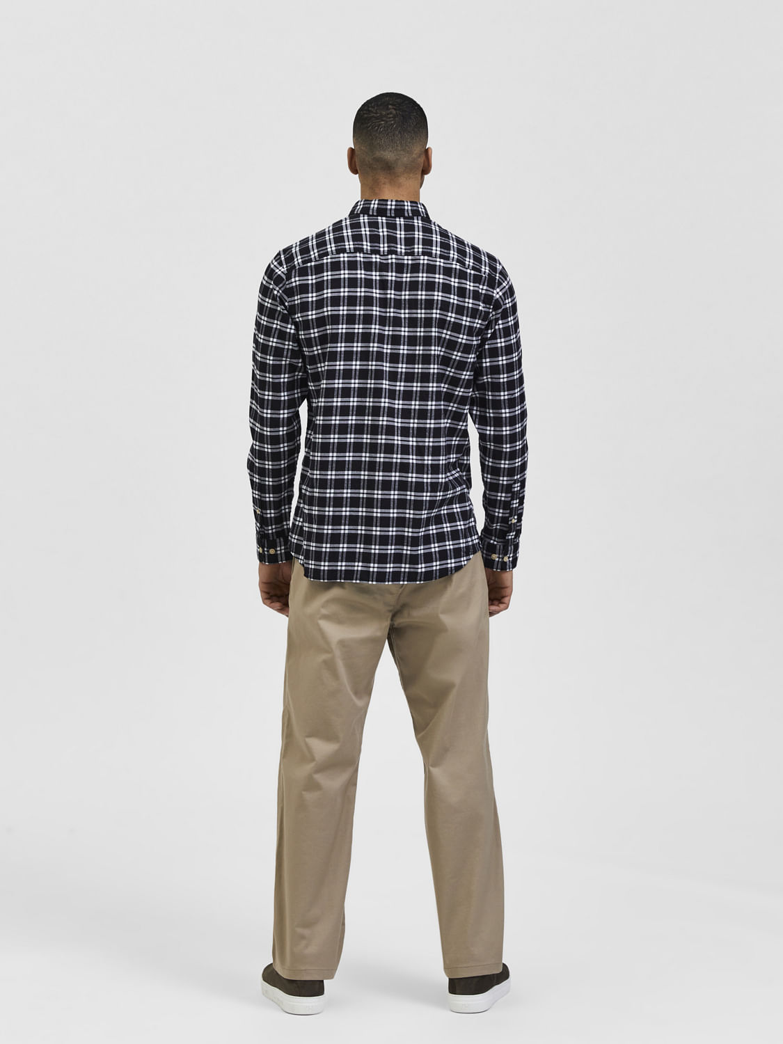 Black Flannel Checked Full Sleeves Shirt