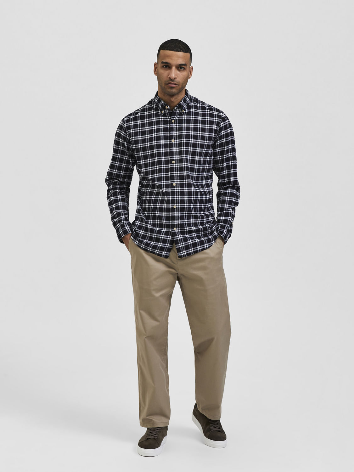 Black Flannel Checked Full Sleeves Shirt