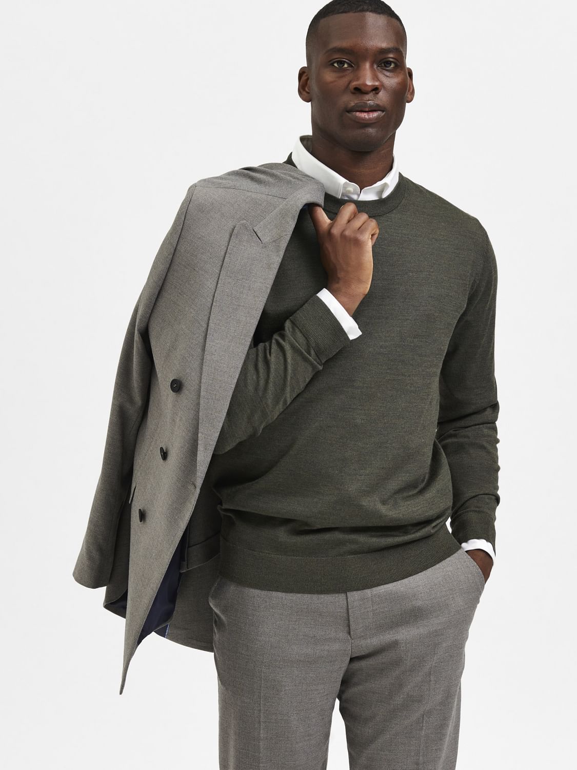 Dark Green Crew Neck Pullover