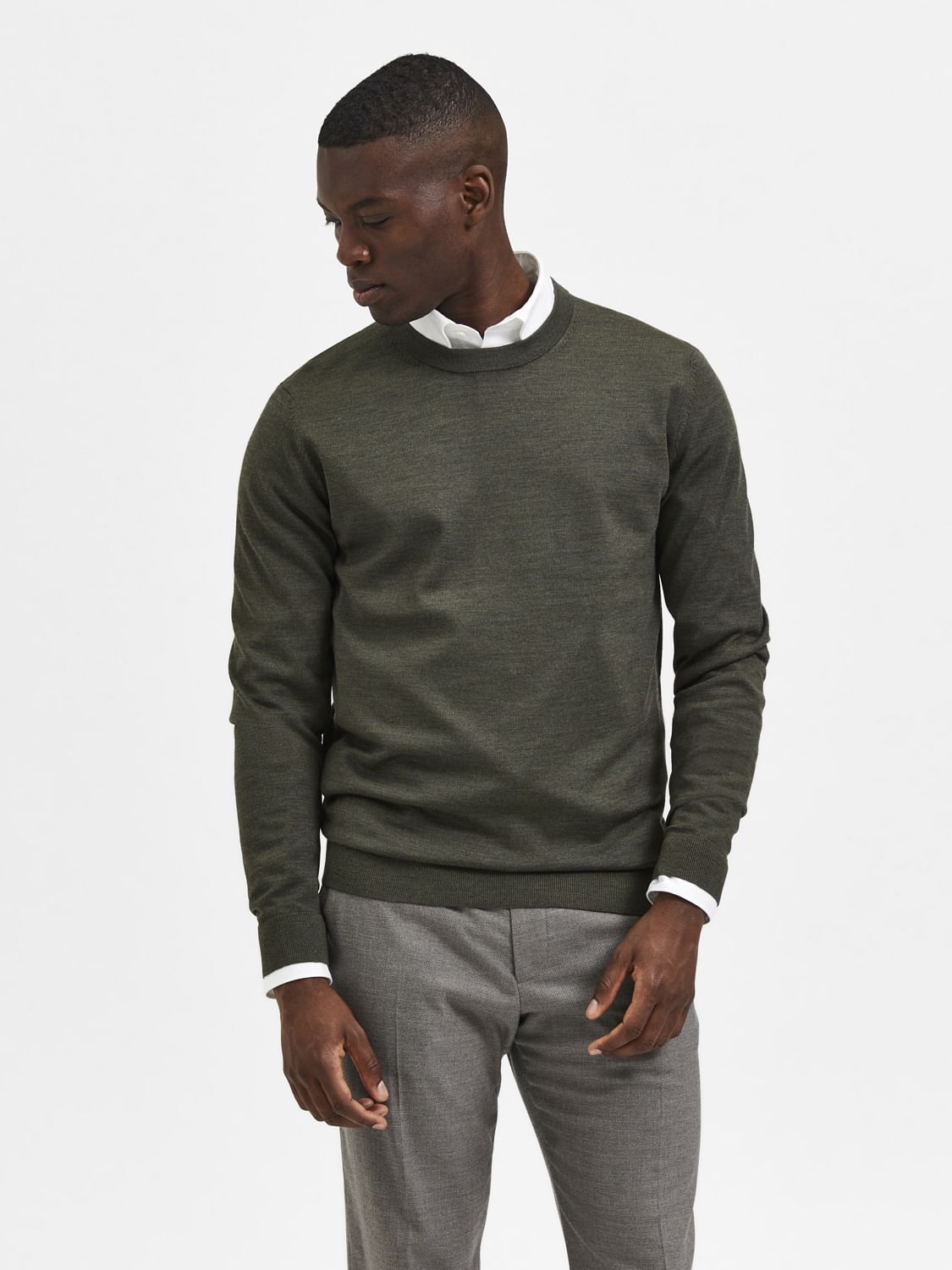 Dark Green Crew Neck Pullover