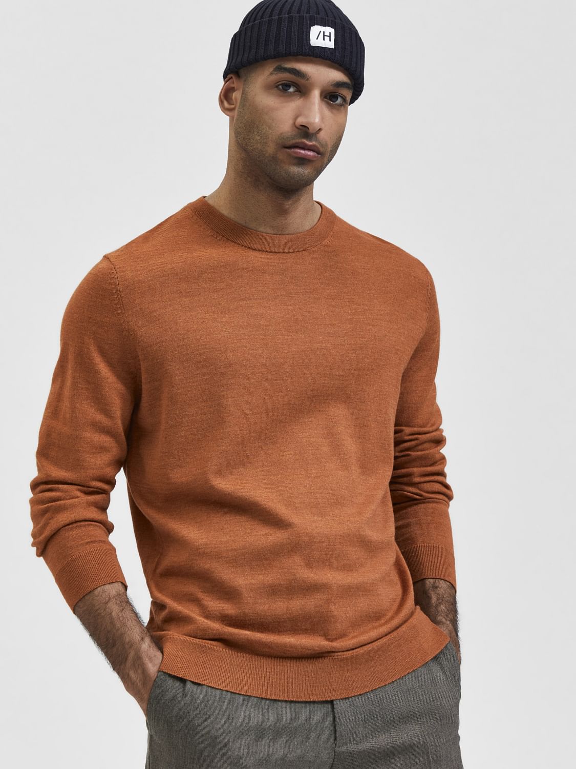 Orange Crew Neck Pullover