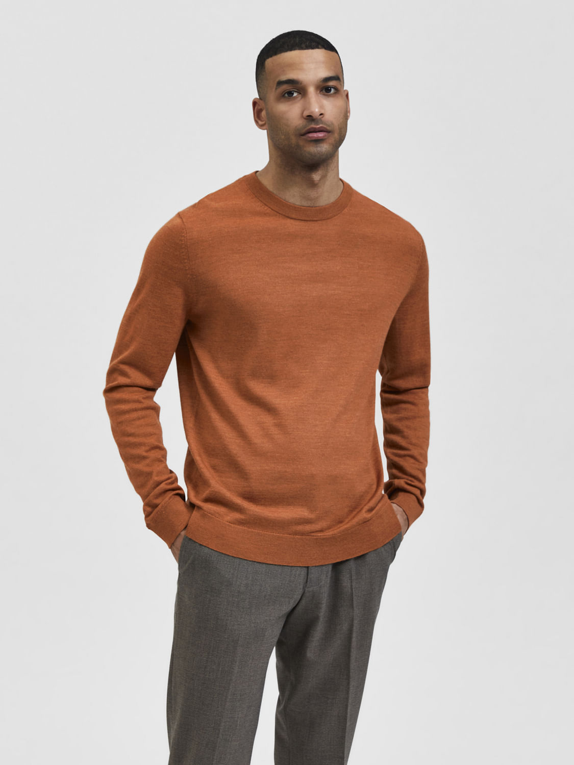 Orange Crew Neck Pullover