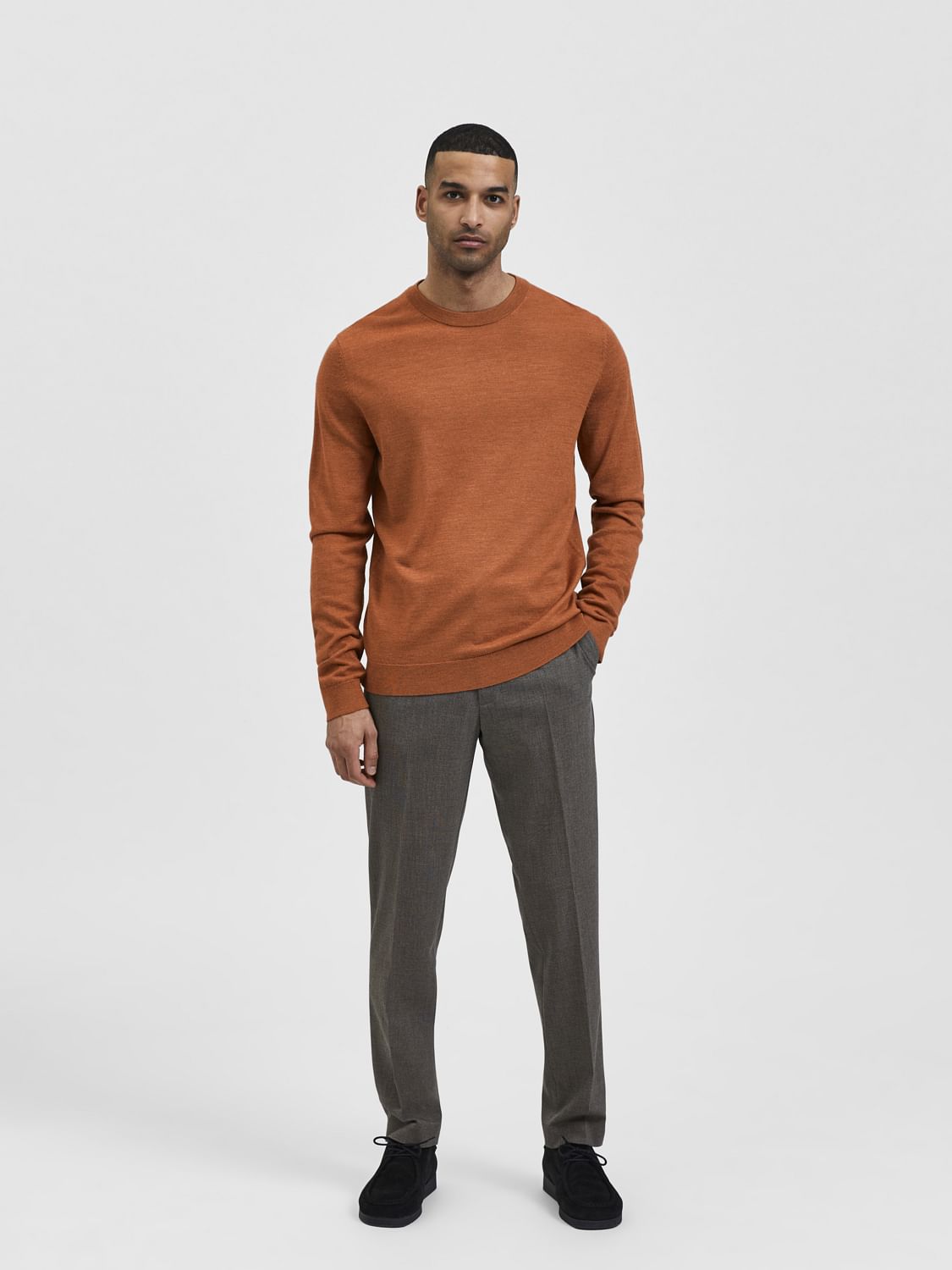 Orange Crew Neck Pullover