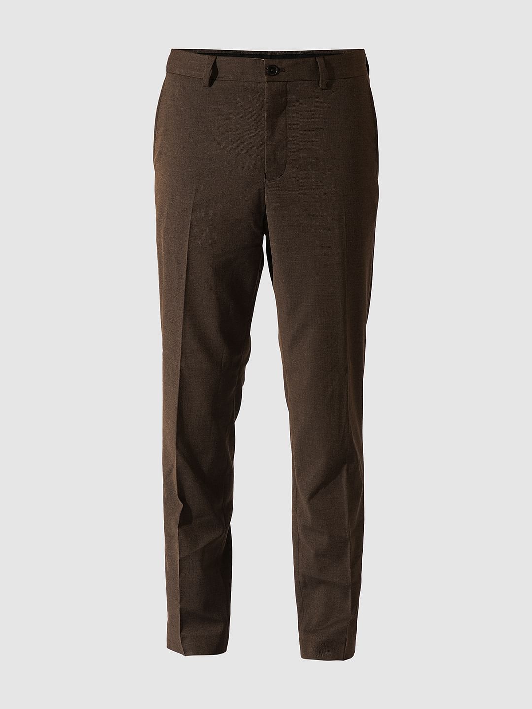 Brown Structured Suit-Set Trouser