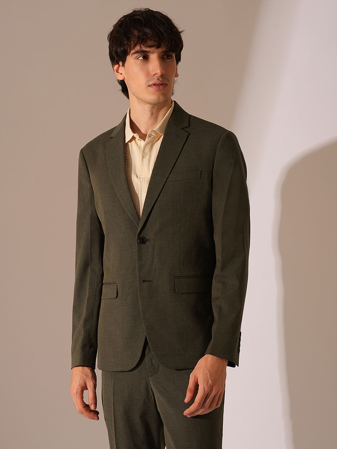 Brown Structed Suit-Set Blazer