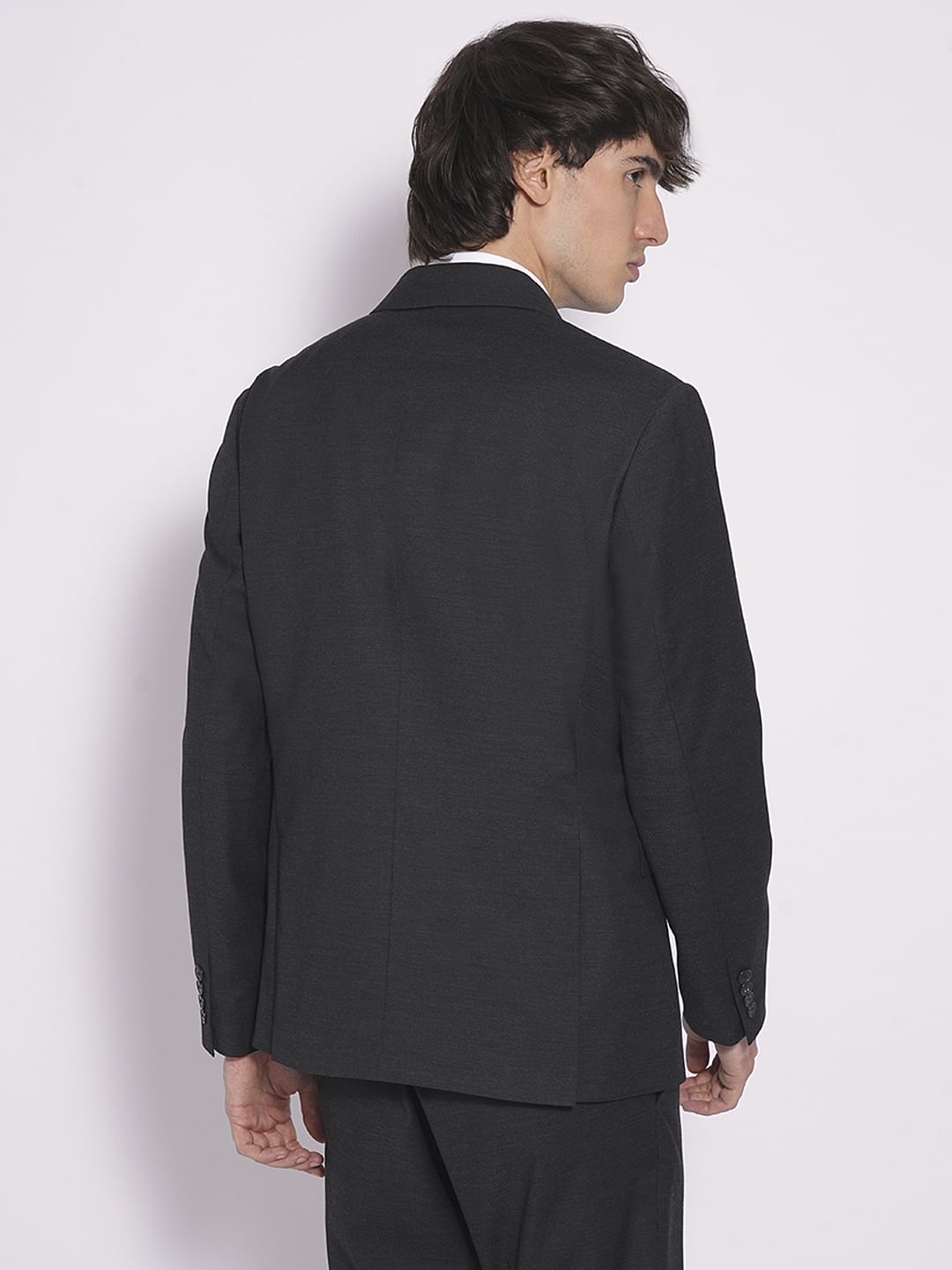 Grey Structured Suit-Set Blazer