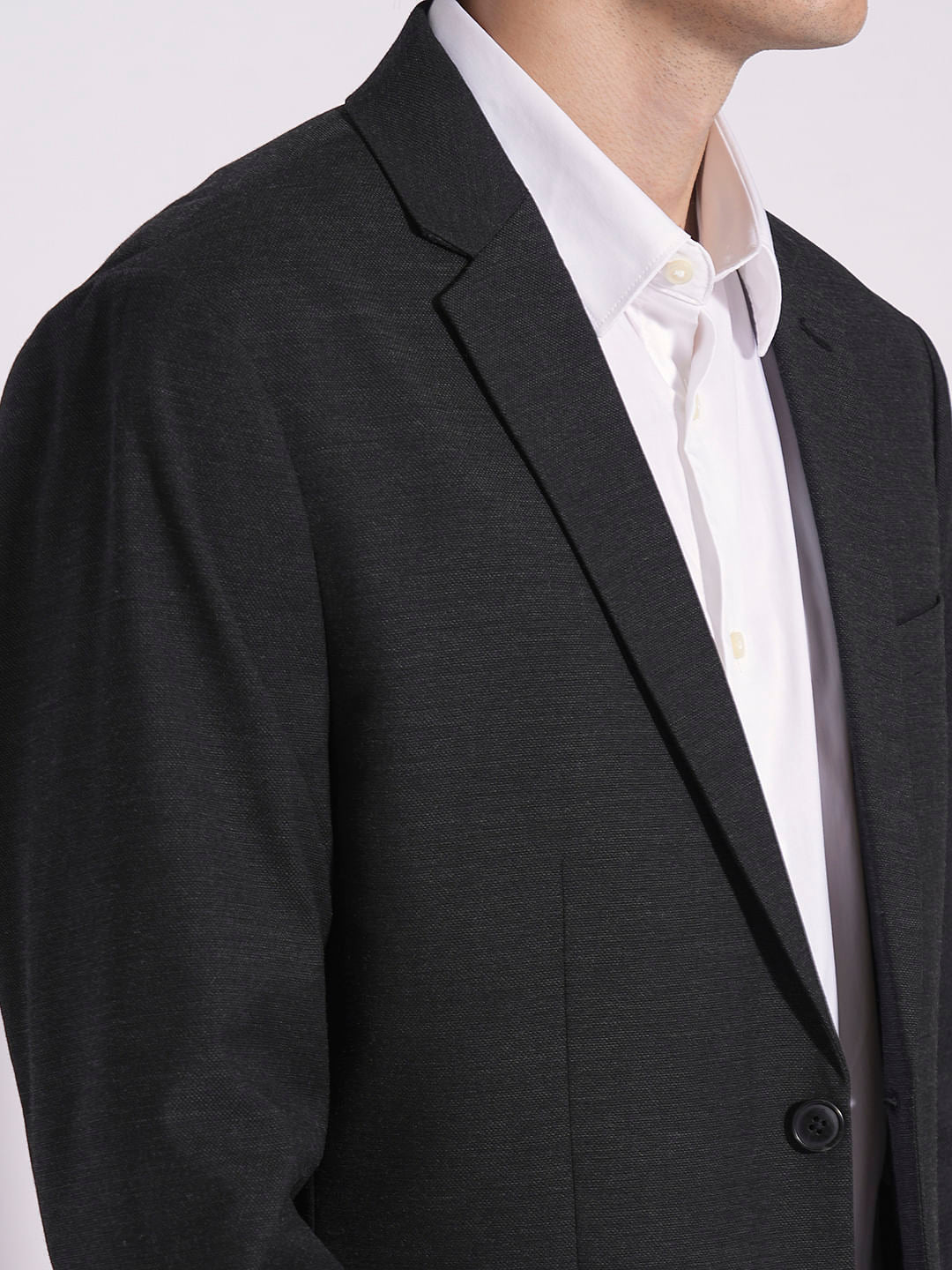 Grey Structured Suit-Set Blazer