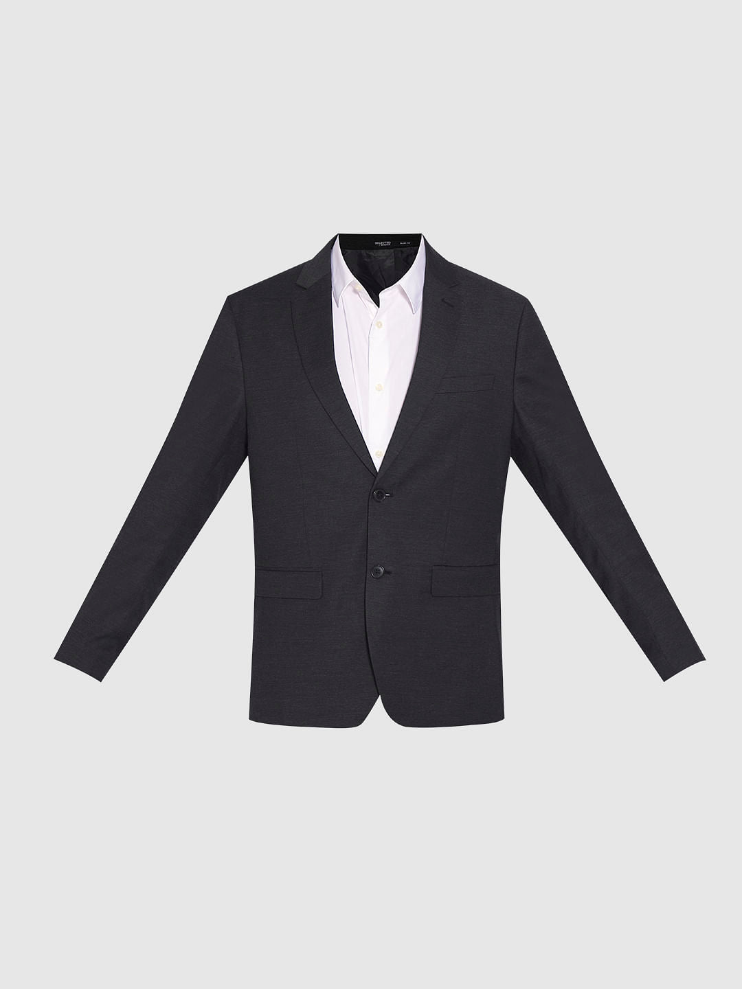 Grey Structured Suit-Set Blazer